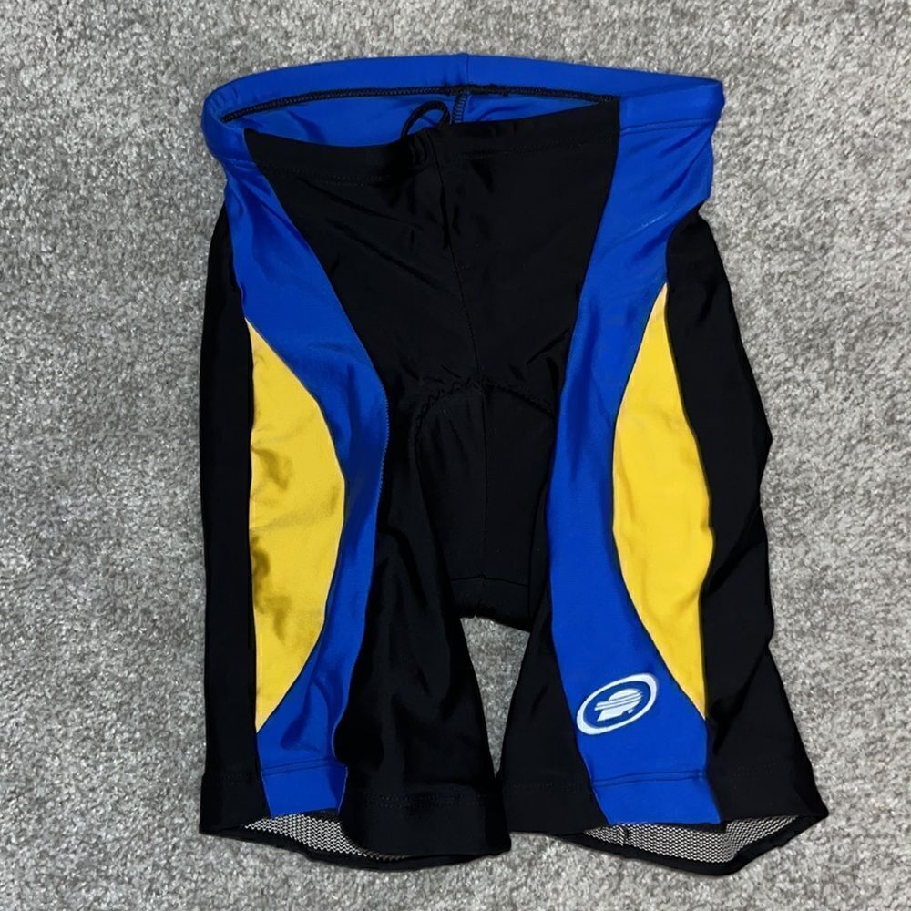 Black Blue Yellow padded Performance bike cycling road shorts Sweden Swedish L